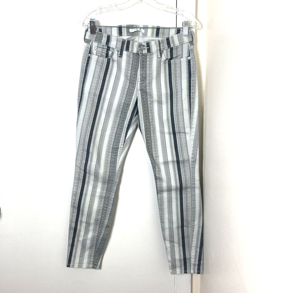 7 For All Mankind Skinny Jeans Size 28 Women Striped Grey Mid Rise Denim